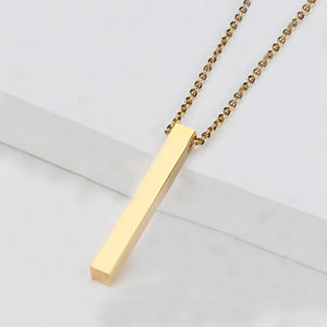 Personalized Stainless Steel Pendant Necklace Custom Engraved Bar Jewelry