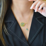 Hetian Jade Necklace Sterling Silver Clavicle Set Chain Ethnic Retro Round