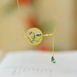 Hetian Jade Necklace Sterling Silver Chain Ethnic Style Retro Necklace