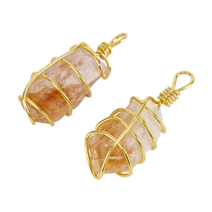 Natural Citrine Pendant Raw Quartz Charms Yellow Crystal Cluster Stone