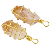Natural Citrine Pendant Raw Quartz Charms Yellow Crystal Cluster Stone