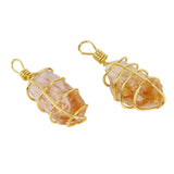 Natural Citrine Pendant Raw Quartz Charms Yellow Crystal Cluster Stone