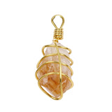 Natural Citrine Pendant Raw Quartz Charms Yellow Crystal Cluster Stone