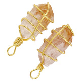 Natural Citrine Pendant Raw Quartz Charms Yellow Crystal Cluster Stone