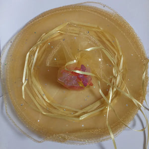 50pcs Golden Round Drawstring Organza Bag 26/35/40cm Wedding Birthday Gift Bag