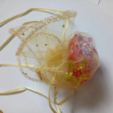 50pcs Golden Round Drawstring Organza Bag 26/35/40cm Wedding Birthday Gift Bag