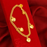 24K Plated Heart Love Pendant Bracelet Wedding Jewelry