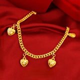 24K Plated Heart Love Pendant Bracelet Wedding Jewelry