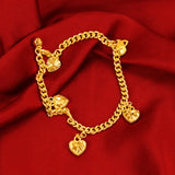 24K Plated Heart Love Pendant Bracelet Wedding Jewelry