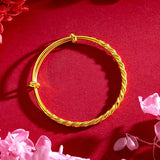 24k Antique Smooth Twine Pattern Push-pull Bracelet for Women Wedding