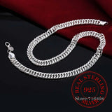 925 Sterling Silver 10mm Sideway Necklace Chain 24in