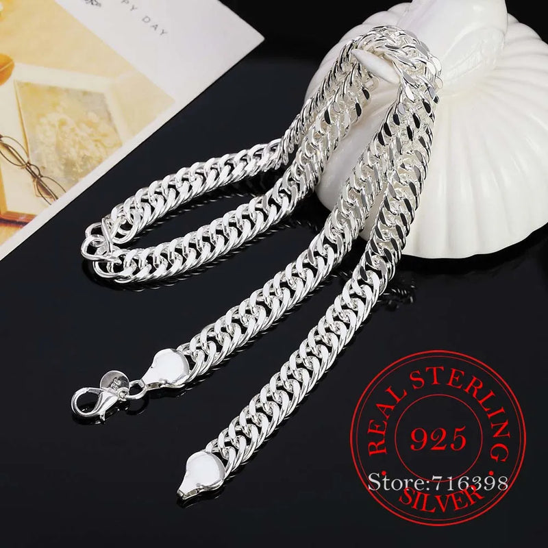925 Sterling Silver 10mm Sideway Necklace Chain 24in