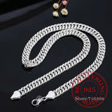 925 Sterling Silver 10mm Sideway Necklace Chain 24in
