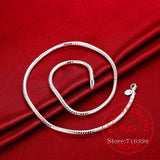 925 Silver 3mm Snake Chain Necklace, 16-24in, Men Women, Christmas Gift