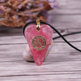 Orgonite Pendant Pink Heart Necklace Healing Crystals Peach Blossom Marriage