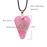 Orgonite Pendant Pink Heart Necklace Healing Crystals Peach Blossom Marriage