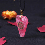 Orgonite Pendant Pink Heart Necklace Healing Crystals Peach Blossom Marriage