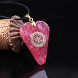 Orgonite Pendant Pink Heart Necklace Healing Crystals Peach Blossom Marriage