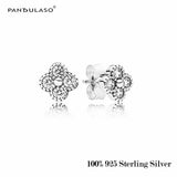 Oriental Blossom Stud Earrings Clear Crystals Sterling Silver Jewelry