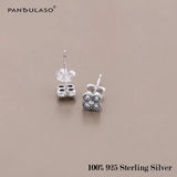 Oriental Blossom Stud Earrings Clear Crystals Sterling Silver Jewelry