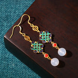Oriental Lucky Knot Earrings for Women with Box