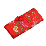 Oriental Silk Jewelry Roll Pouch Organizer Travel Case