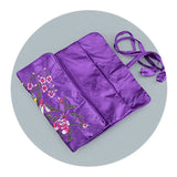 Oriental Silk Jewelry Roll Pouch Organizer Travel Case