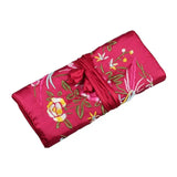 Oriental Silk Jewelry Roll Wrap Storage Case