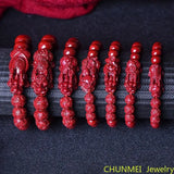 Oriental Women Cinnabar Bracelet Female Male Advanced Hand Carved