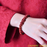 Oriental Women Cinnabar Bracelet Female Male Advanced Hand Carved