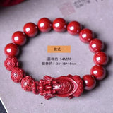 Oriental Women Cinnabar Bracelet Female Male Advanced Hand Carved