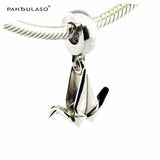 Origami Crane Silver Dangle Sterling Silver Jewelry for Beaded Chain Bracelets