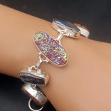 Natural Titanium Biwa Pearl Silver Charms Bracelet 7 inch