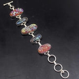 Natural Titanium Biwa Pearl Silver Charms Bracelet 7 inch