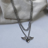 Summer Angel Love Heart Hollow Out Pendant Necklace for Women