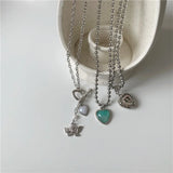 Summer Angel Love Heart Hollow Out Pendant Necklace for Women