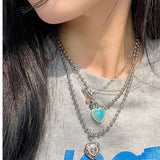 Summer Angel Love Heart Hollow Out Pendant Necklace for Women