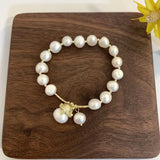 Summer Lucky Cat Beaded Freshwater Pearl Charm Bracelet