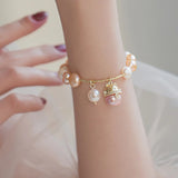 Summer Lucky Cat Beaded Freshwater Pearl Charm Bracelet