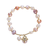 Summer Lucky Cat Beaded Freshwater Pearl Charm Bracelet