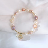 Summer Lucky Cat Beaded Freshwater Pearl Charm Bracelet