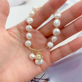 Summer Lucky Cat Beaded Freshwater Pearl Charm Bracelet