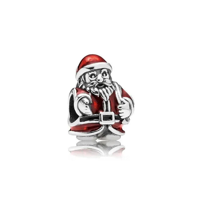 925 Silver Christmas Puppy Kitten Santa Beads