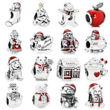 925 Silver Christmas Puppy Kitten Santa Beads