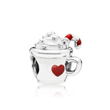 925 Silver Red Apple Christmas Beads