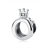 925 Silver A-Z Letter Alphabet Crown Bead Charm Bracelet DIY Jewelry