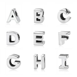 925 Silver A-Z Letter Alphabet Crown Bead Charm Bracelet DIY Jewelry
