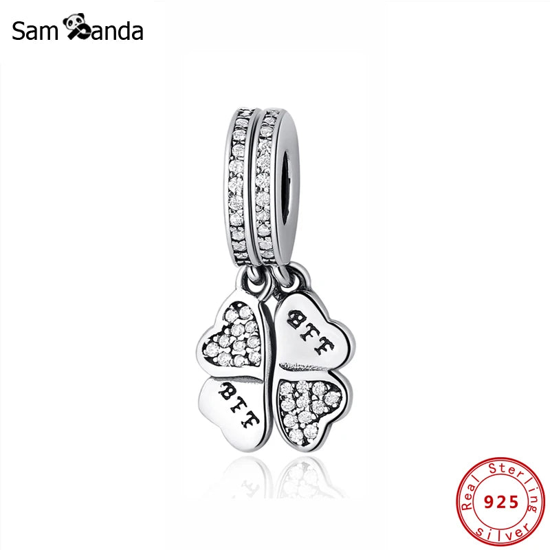 925 Sterling Silver Charm Bead Forever Pendant Charms 2pcs