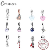 925 Sterling Silver Charm Bead Pendant CZ Clip Pando Bracelets
