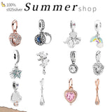 925 Silver Love Heart Charm Bead Pendant for Bracelets Necklaces